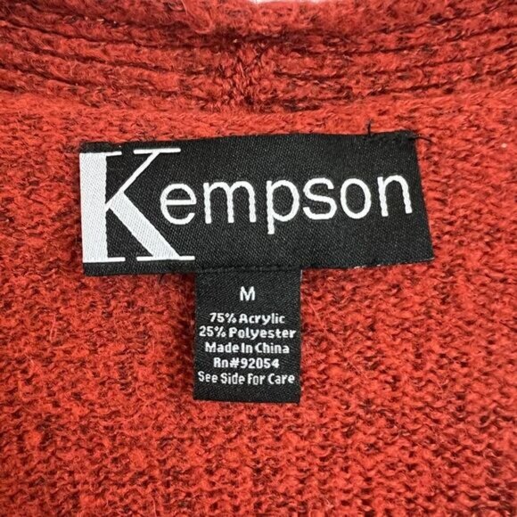 Kempson Womens Medium Burnt Orange Open Front Knit Acrylic Cardigan Sweater Boho - Picture 9 of 15